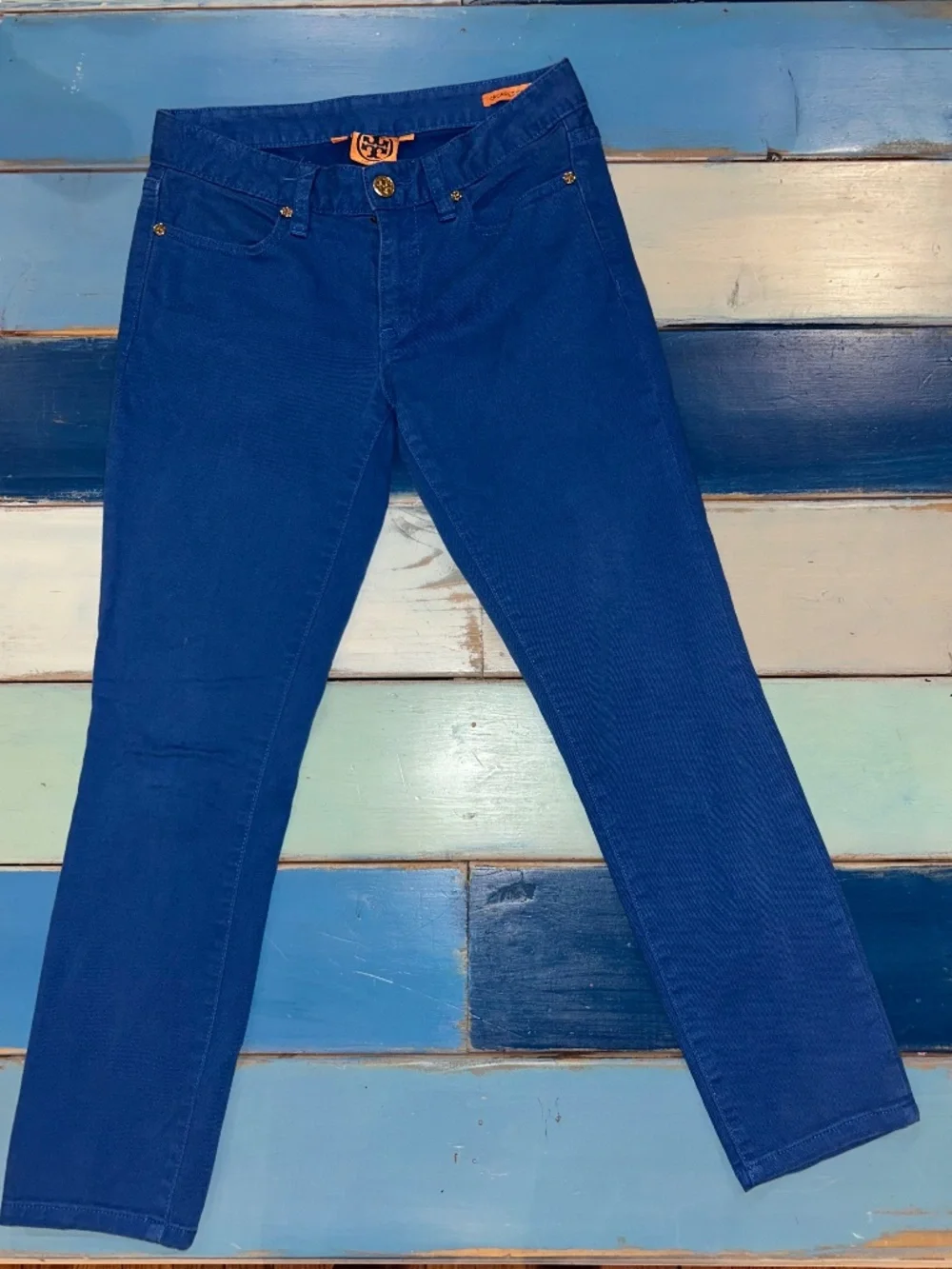 Tory Burch Royal Blue Cropped Skinny Jeans Size 25
